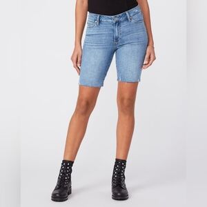💠Paige Jax Cut Off Knee Short in Martina Distressed Denim Bermuda Jean 8"